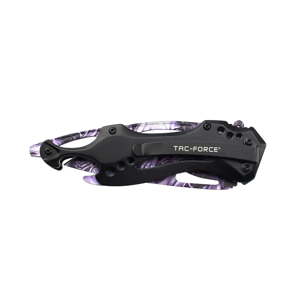 Tac-Force Folding Pocket Knife 3.25 inch Half Serrated Blade | Durable EDC Tool with Skull Print Handle - view 2
