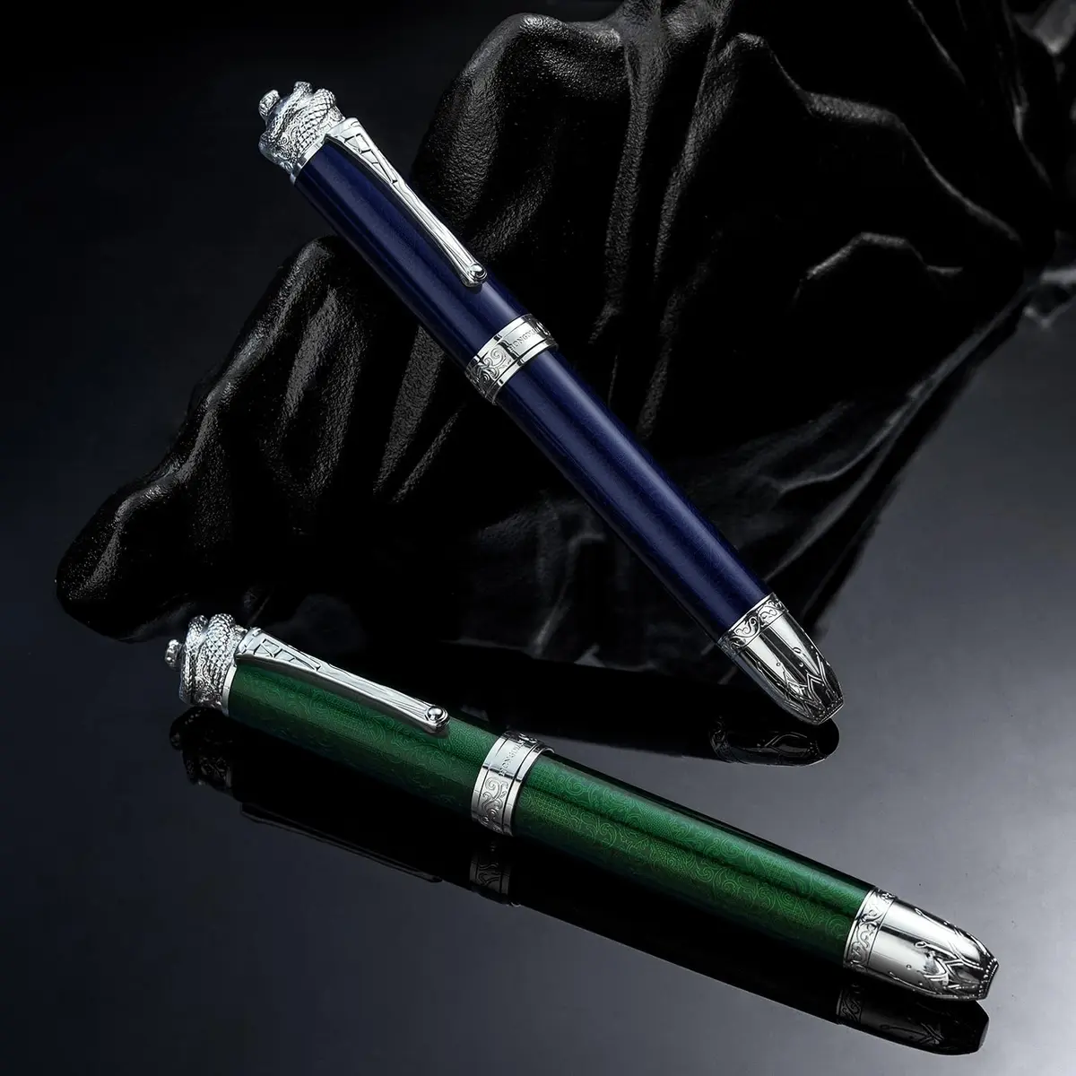 HONG DIAN N25 Fountain Pen Extra Fine Nib Snake Carving | Emerald Green - view 8