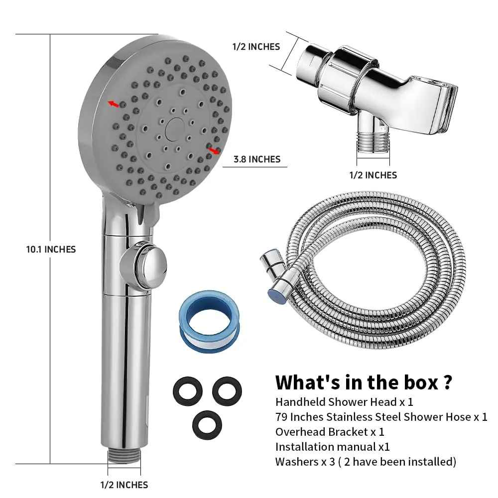 DOILIESE Handheld Shower Head with 79" Extra Long Hose 7 Modes, Chrome | High Pressure & Water Saving - view 7