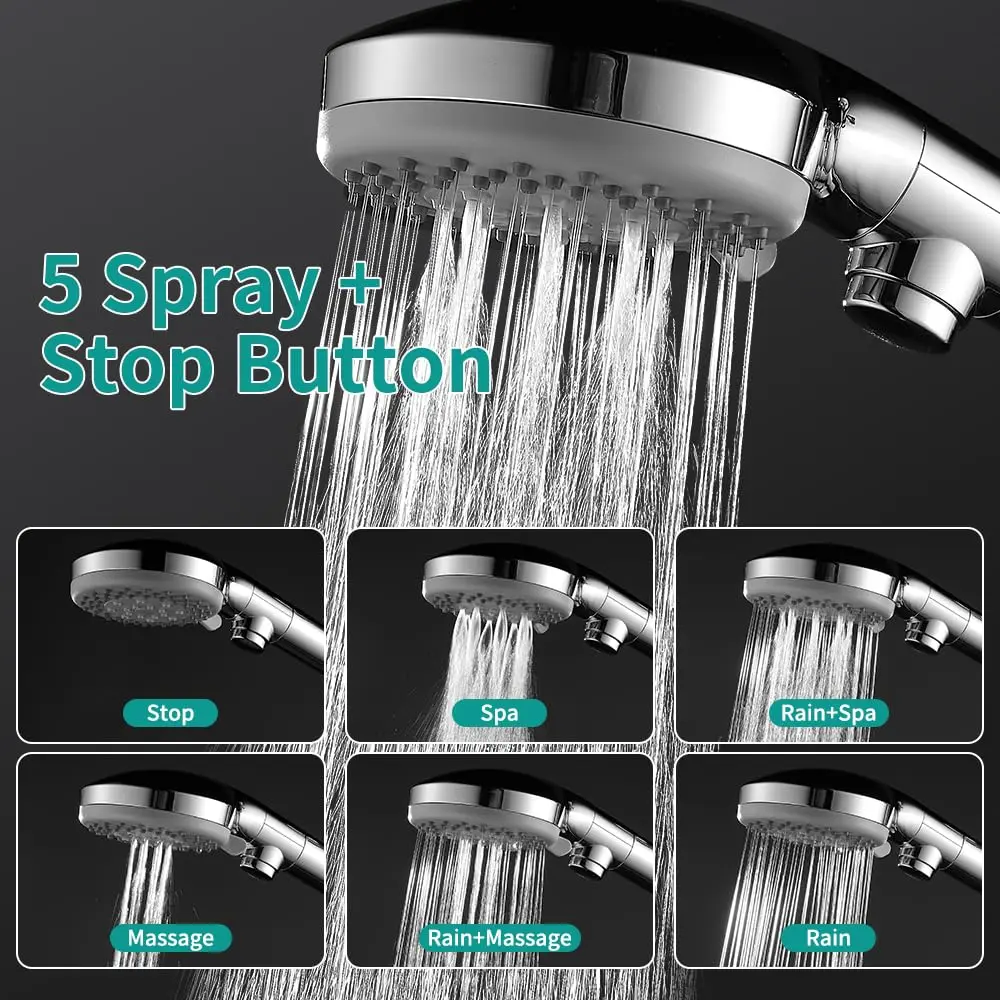 DOILIESE Handheld Shower Head with 79" Extra Long Hose 7 Modes, Chrome | High Pressure & Water Saving - view 2