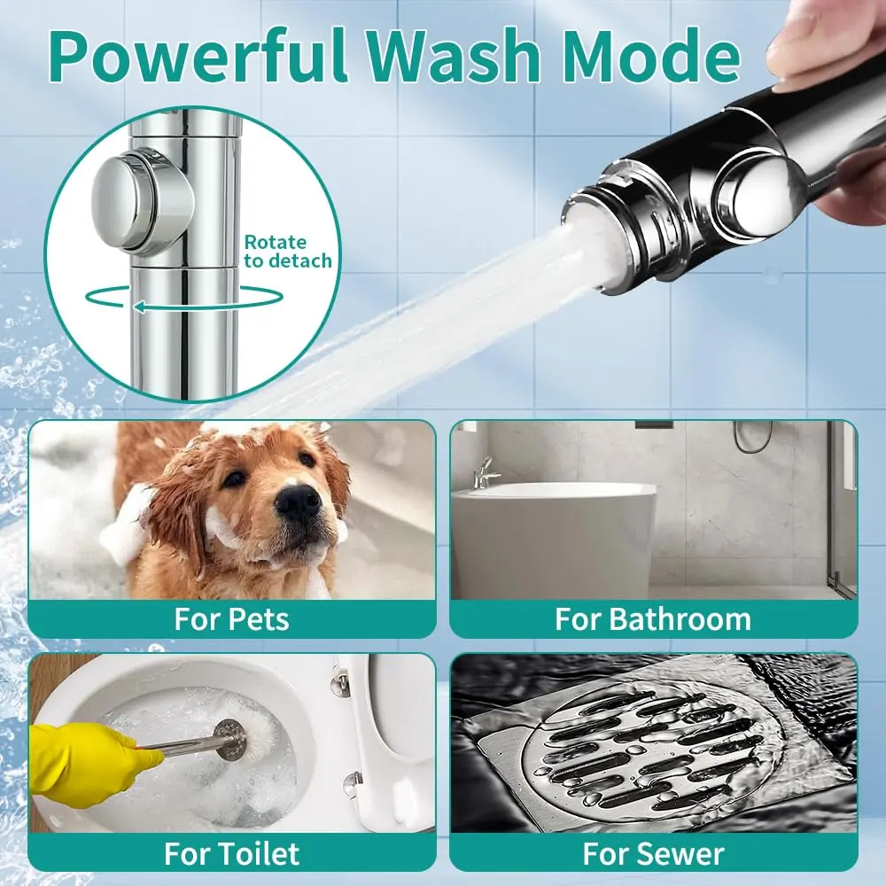 DOILIESE Handheld Shower Head with 79" Extra Long Hose 7 Modes, Chrome | High Pressure & Water Saving - view 3