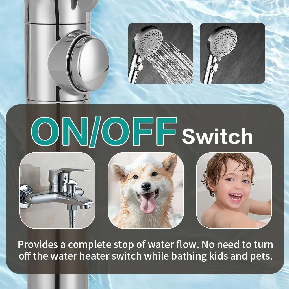 DOILIESE Handheld Shower Head with 79" Extra Long Hose 7 Modes, Chrome | High Pressure & Water Saving - view 4