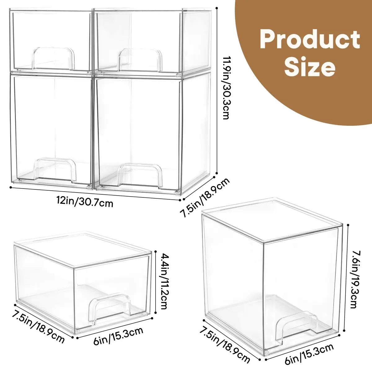 MINMUNJIU Baby Bottle Organizer 4 Pack Clear Space-Saving Stackable Drawer for Nursery - view 2