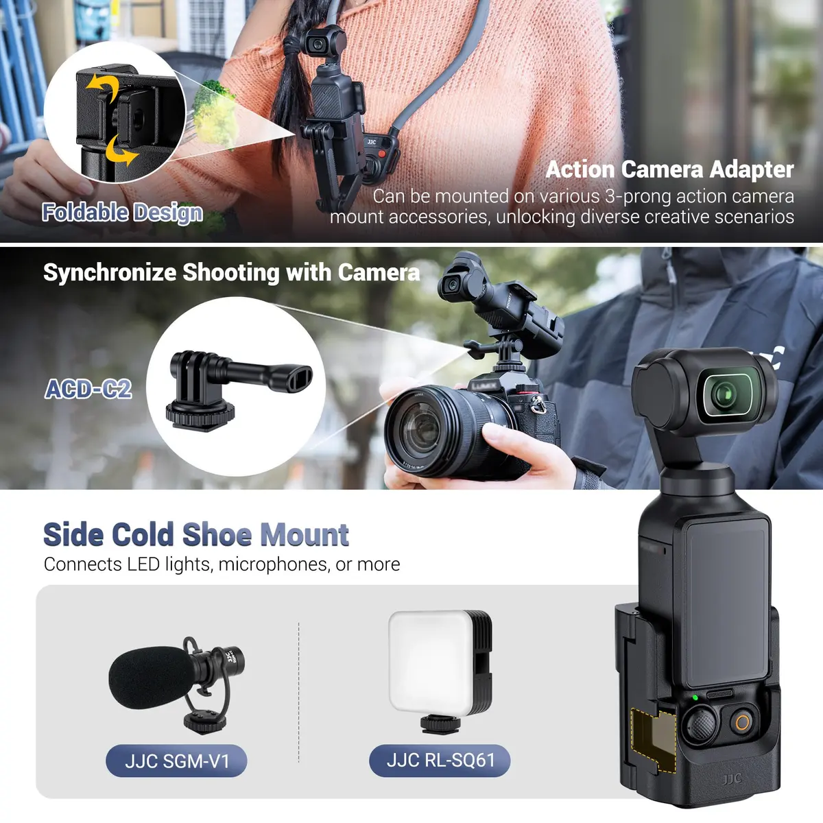 JJC Expansion Adapter for DJI Osmo Pocket 4P 4 3 | Lightweight Camera Mount Accessory - view 3