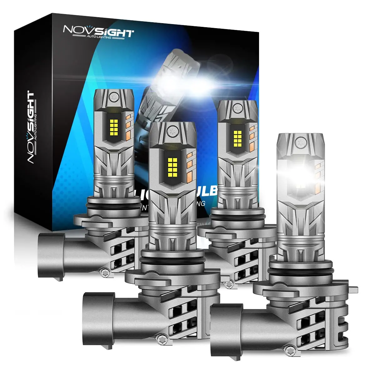 NOVSIGHT 9005 9006 Bulbs 6500K | 90W Super Bright Fog Lights, Waterproof, Plug & Play, Pack of 4 - main product image
