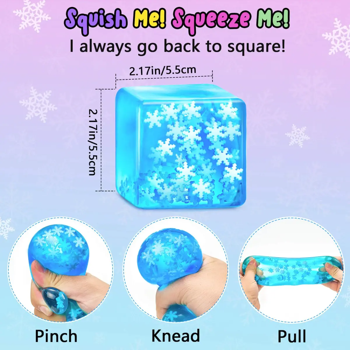 Meijoy Glow in The Dark Snowflakes Stress Cube 5.5cm (2.17 inches) | ASTM-Tested Sensory Toy for Kids & Adults - view 5