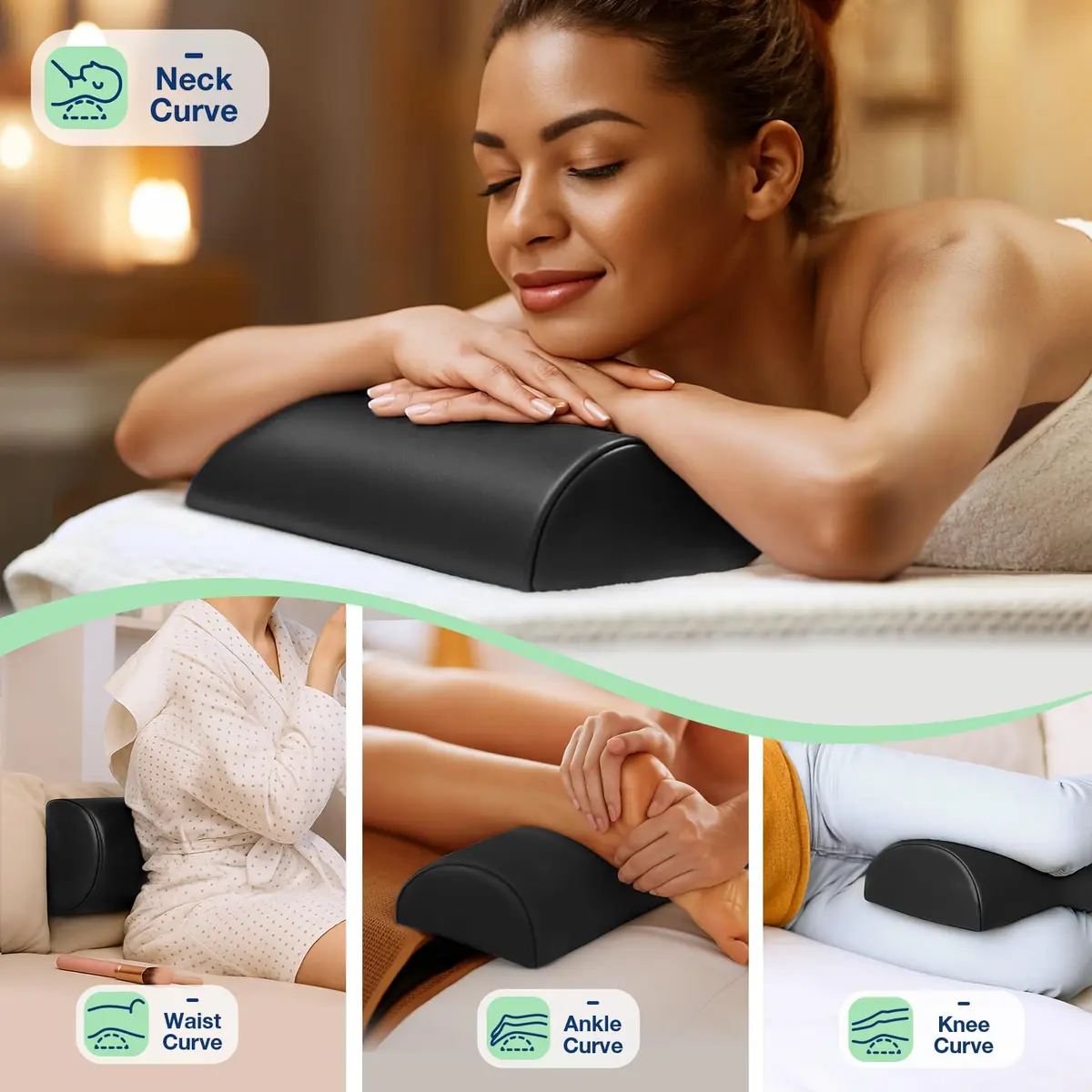 Noverlife Half Round Massage Table Bolster Pillow 17x6x4 inch | Support & Comfort for Therapy - view 5