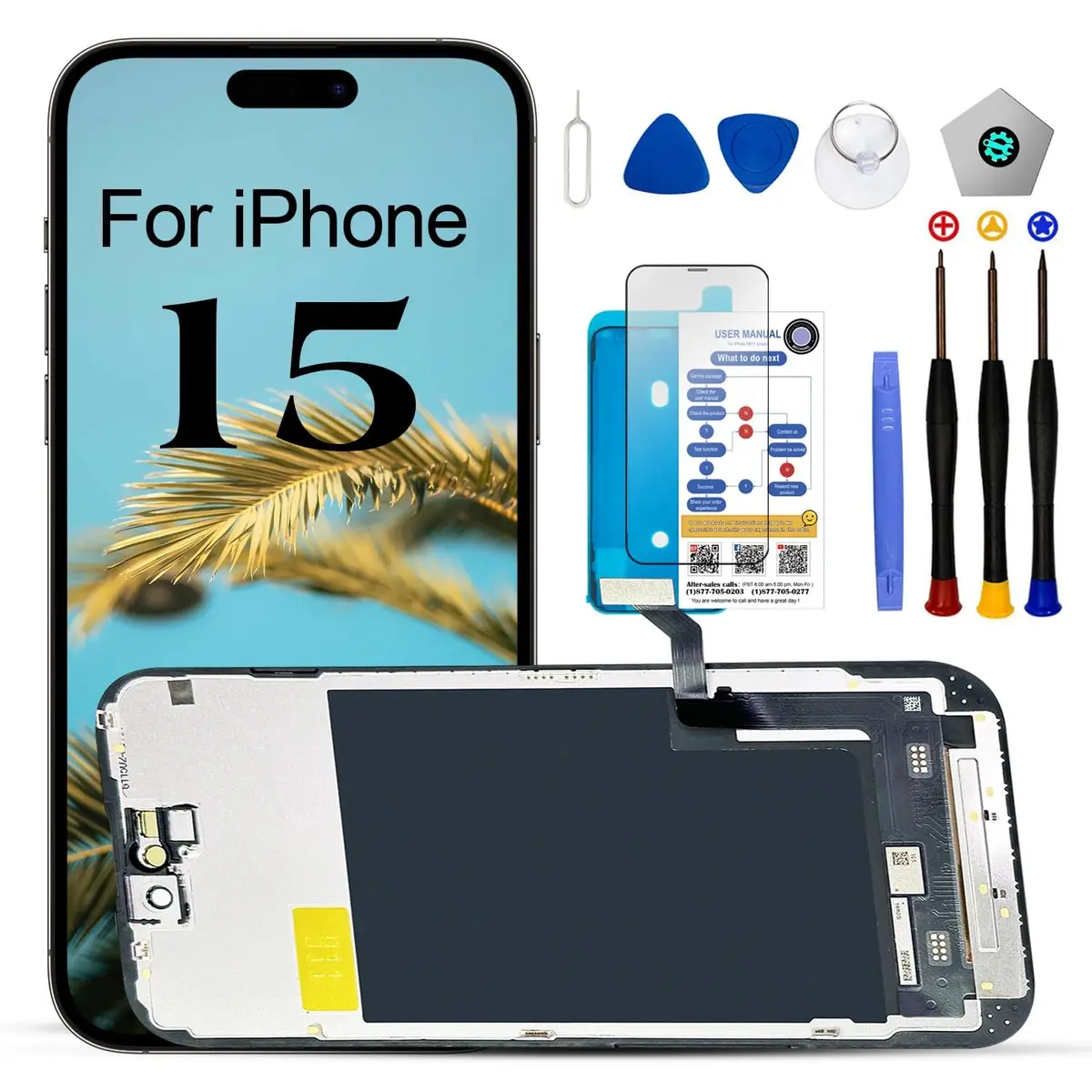 EFAITHLIFE iPhone 15 Screen Replacement 6.1 inch LCD Display with Tools Set - main product image