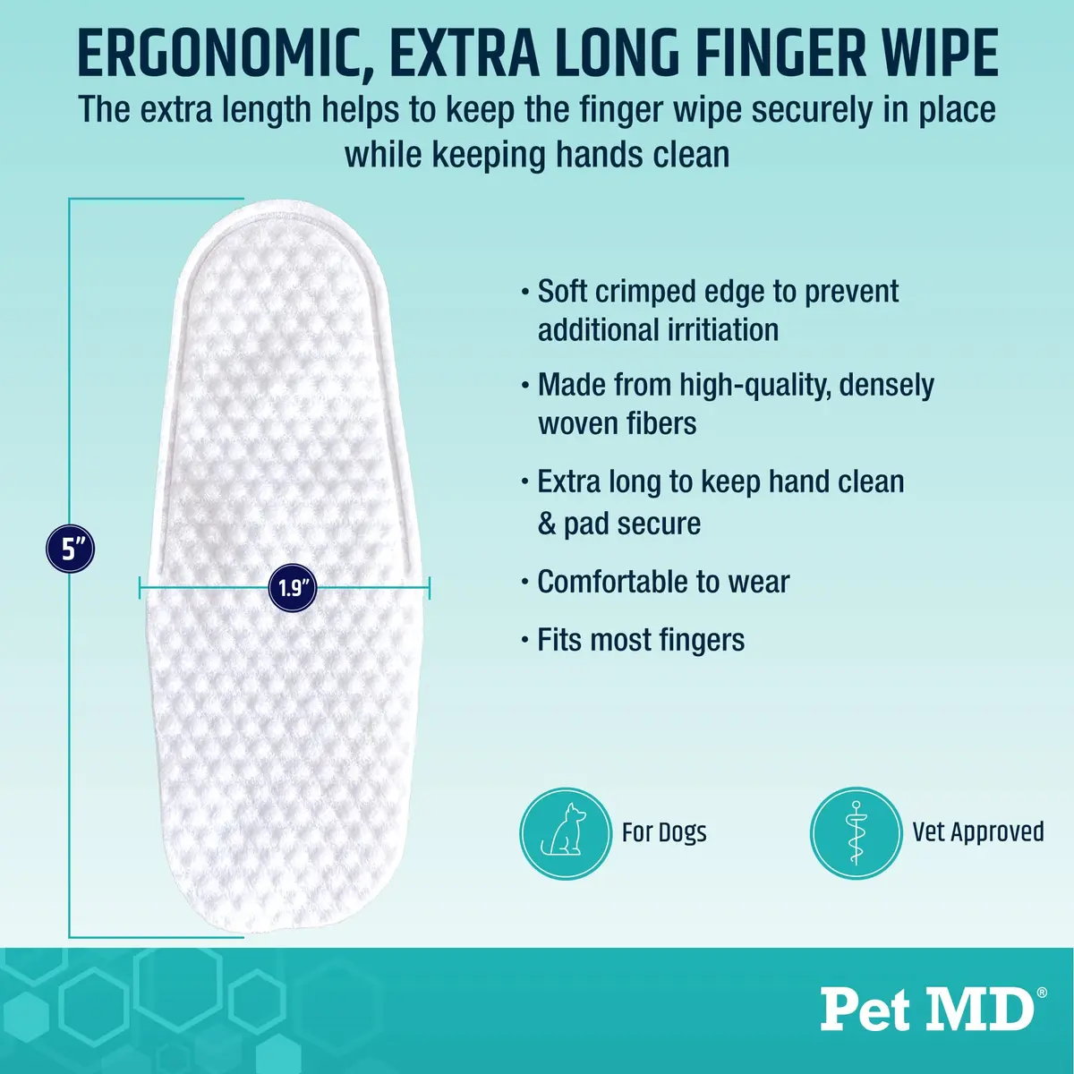 Pet MD Pet Dental Finger Wipes for Dogs - Fresh Apple & Mint Flavor - 50ct | Gentle, Effective Oral Hygiene Support - view 6