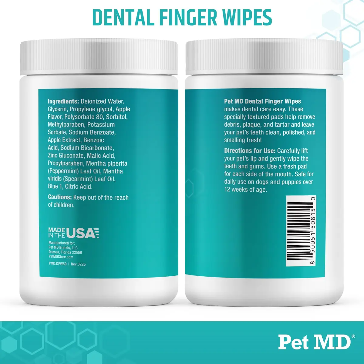 Pet MD Pet Dental Finger Wipes for Dogs - Fresh Apple & Mint Flavor - 50ct | Gentle, Effective Oral Hygiene Support - view 7