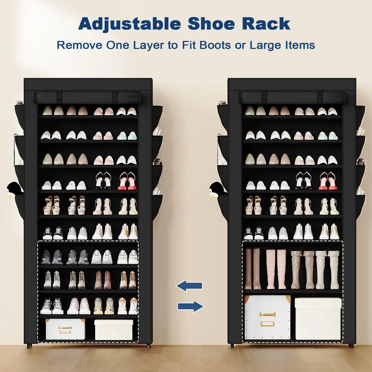 Mavivegue Shoe Rack with Cover 10+1 Tier Tall Shoe Storage for 50-55 Pairs | Space-Saving Entryway Organizer - view 6