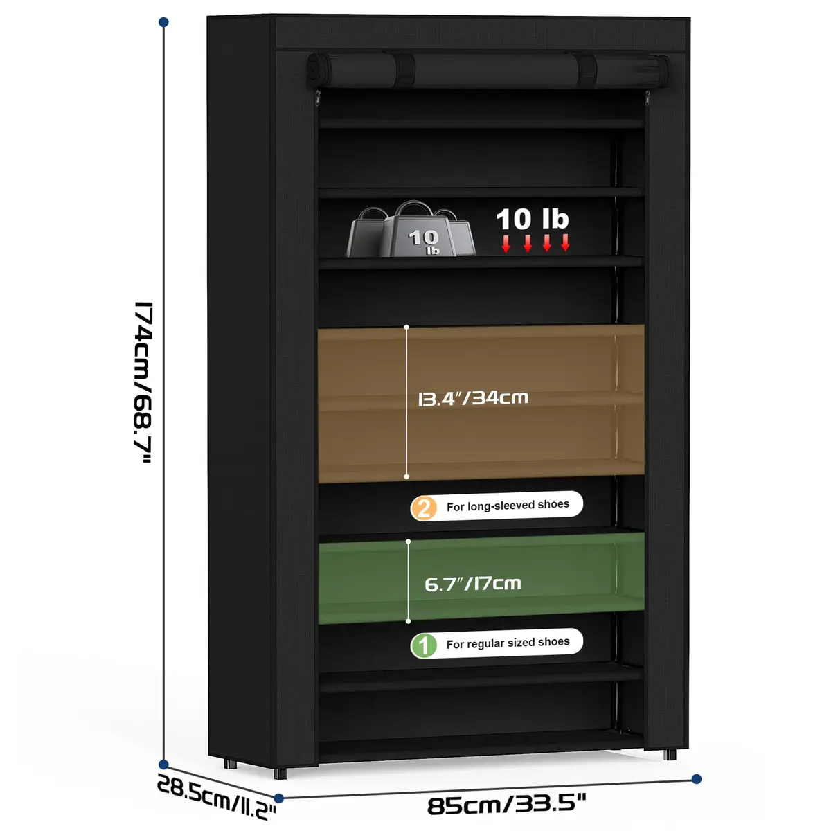 Mavivegue Shoe Rack with Cover 10+1 Tier Tall Shoe Storage for 50-55 Pairs | Space-Saving Entryway Organizer - view 2