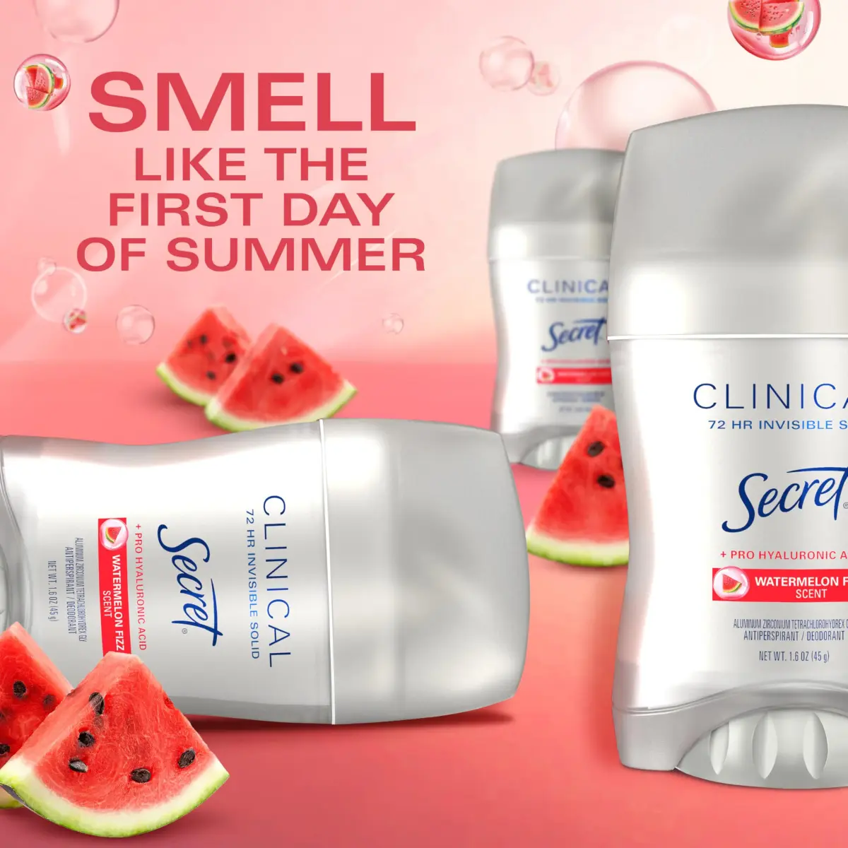 Secret Clinical Strength Antiperspirant Deodorant for Women, Watermelon Fizz Scent, 47ml (1.6 oz) | 72hr Stress & Odor Protection - view 4