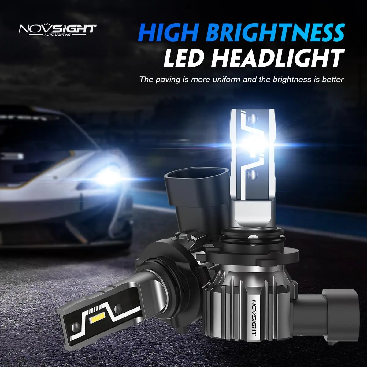 NOVSIGHT H11 9005 LED Fog Light Bulbs | 50,000 Lumens, 6500K White, Fanless, Plug & Play, Pack of 4 - view 2
