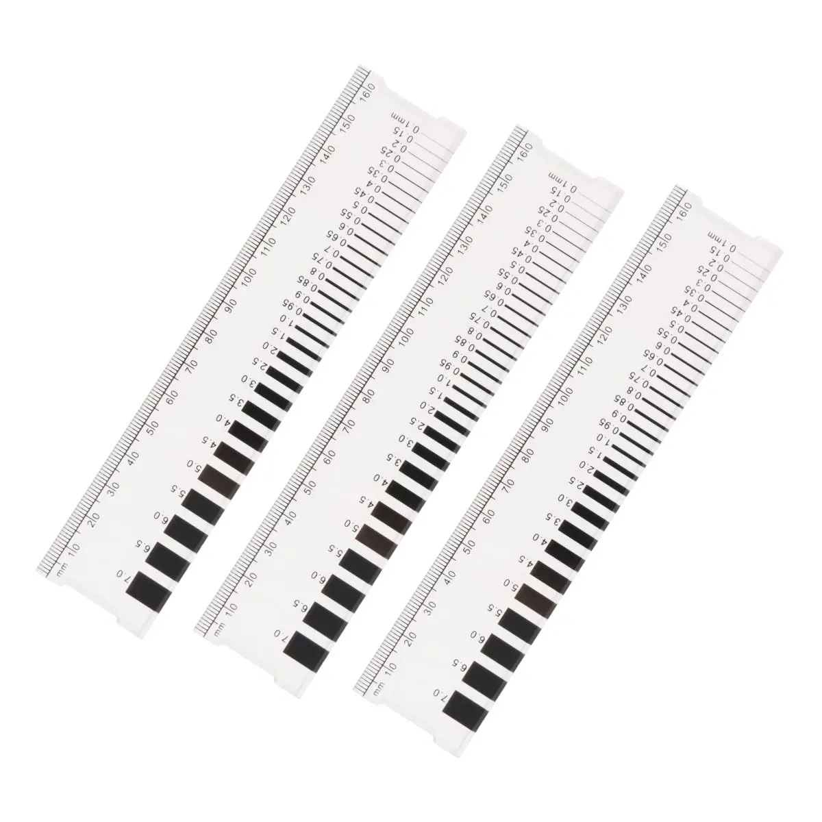 MOETER Crack Width Gauge 16.5cm (6.5in) 3-Pack | Professional Concrete Crack Monitoring Ruler with 1mm Precision - main product image