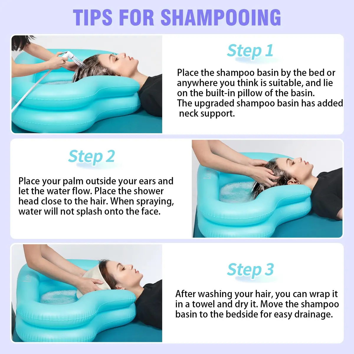 Cehim Inflatable Shampoo Basin for Elderly Bedside Hair Washing | Portable, Leak-Proof, Quick Inflation - view 8