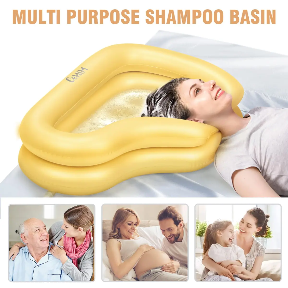 Cehim Inflatable Portable Shampoo Bowl with Drain Hose | Bedside Hair Wash Solution for Elderly & Disabled - view 6