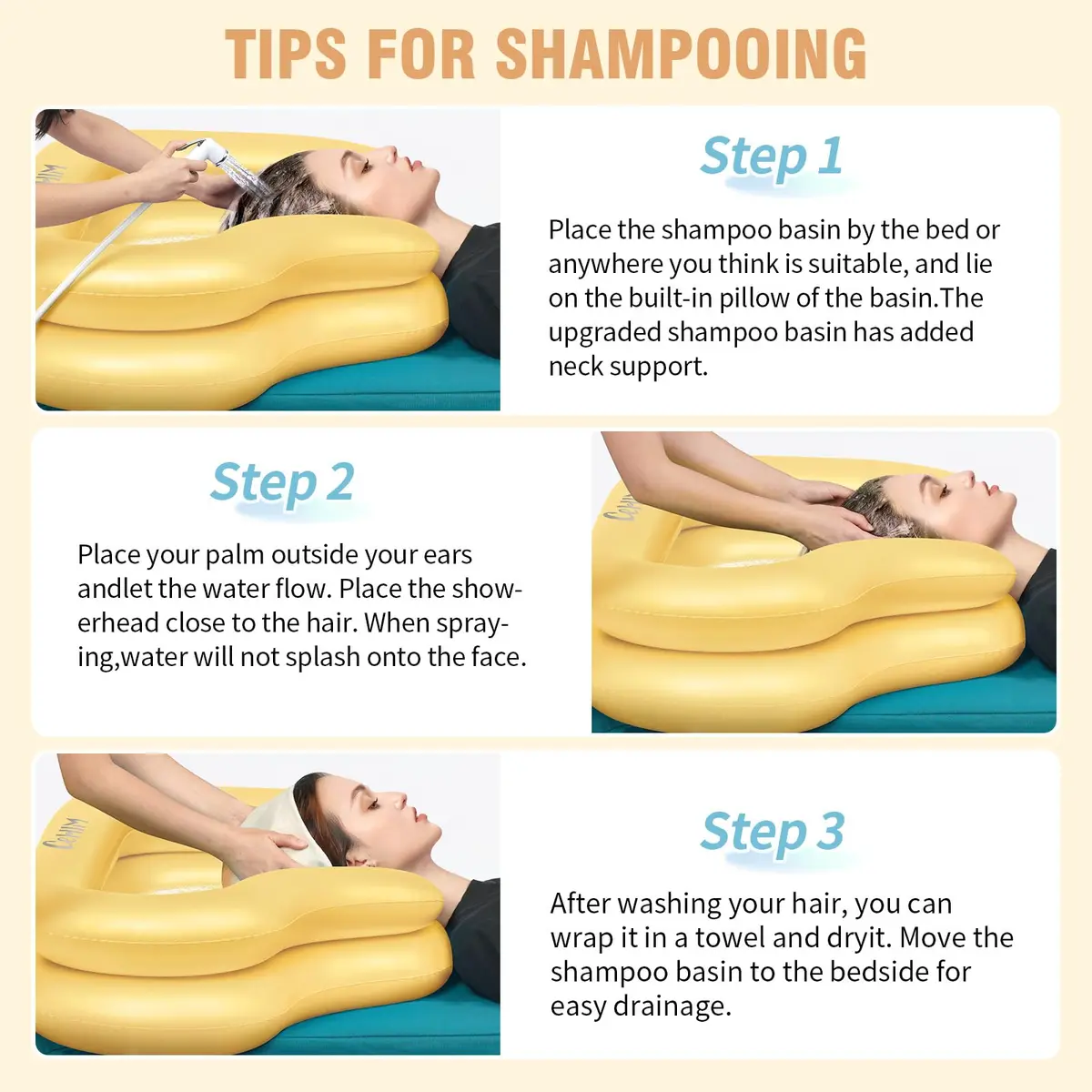 Cehim Inflatable Portable Shampoo Bowl with Drain Hose | Bedside Hair Wash Solution for Elderly & Disabled - view 8