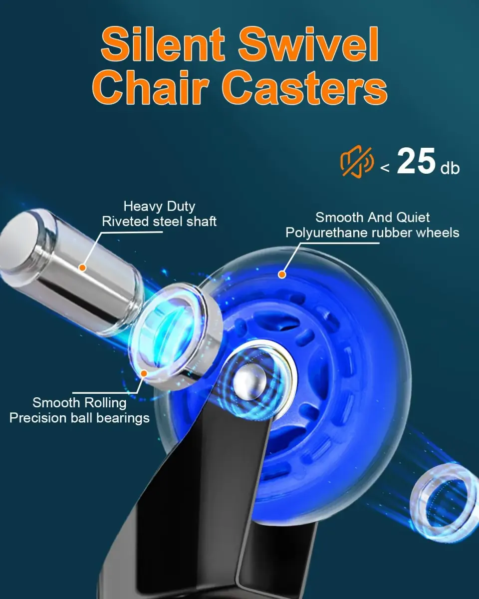 RidRed Heavy Duty Office Chair Wheels - 5-Pack Blue Rollerblade Casters | Smooth Rolling, Floor Safe, 650lb Capacity - view 2