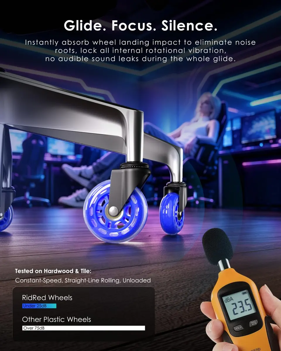RidRed Heavy Duty Office Chair Wheels - 5-Pack Blue Rollerblade Casters | Smooth Rolling, Floor Safe, 650lb Capacity - view 5