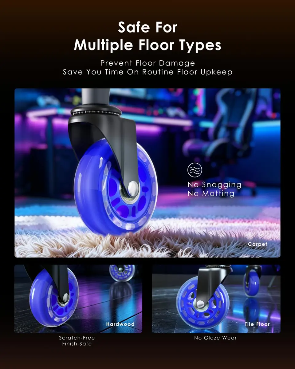 RidRed Heavy Duty Office Chair Wheels - 5-Pack Blue Rollerblade Casters | Smooth Rolling, Floor Safe, 650lb Capacity - view 4