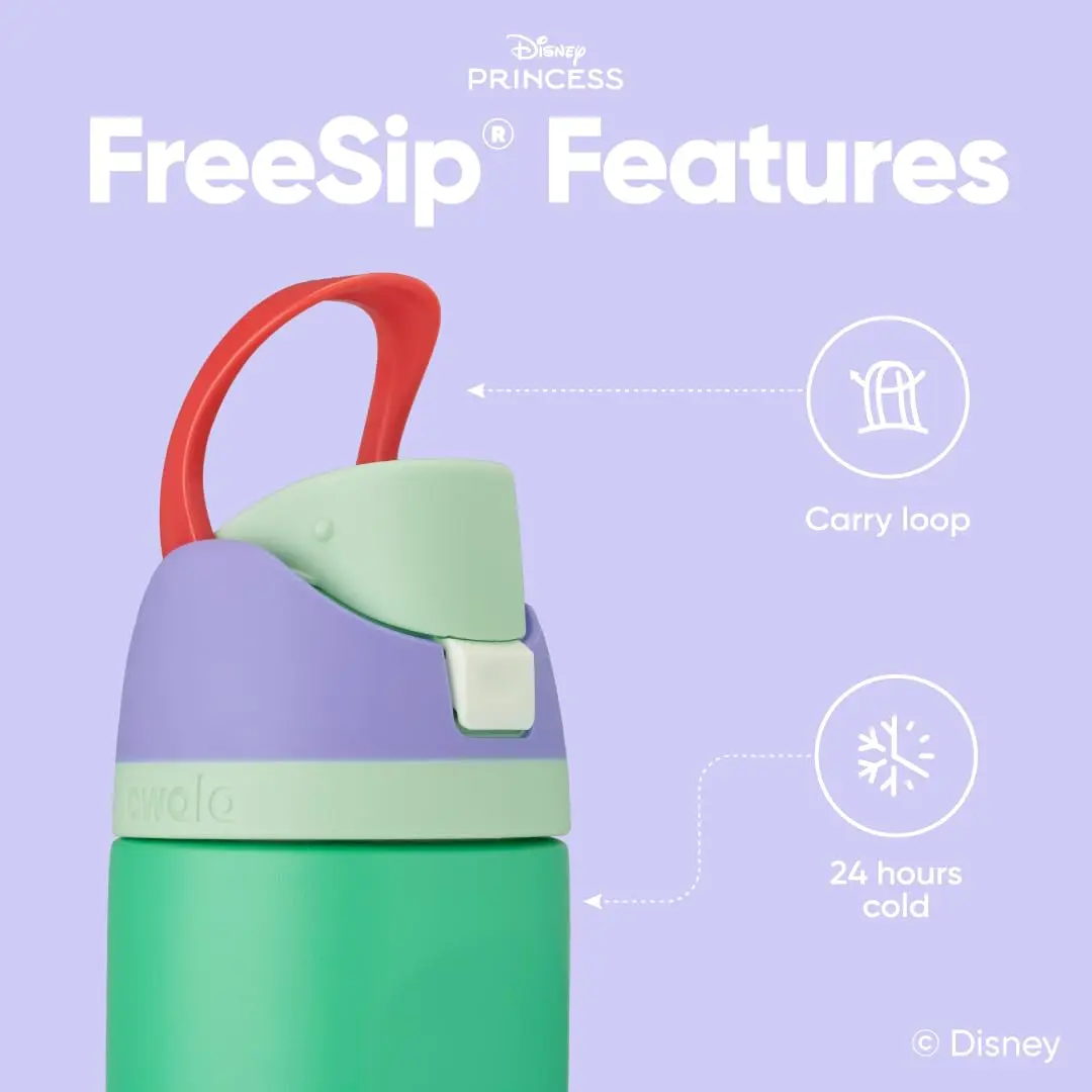 Owala Princess FreeSip Stainless Steel Water Bottle 24 oz Ariel | Disney Princess Hydration - view 3
