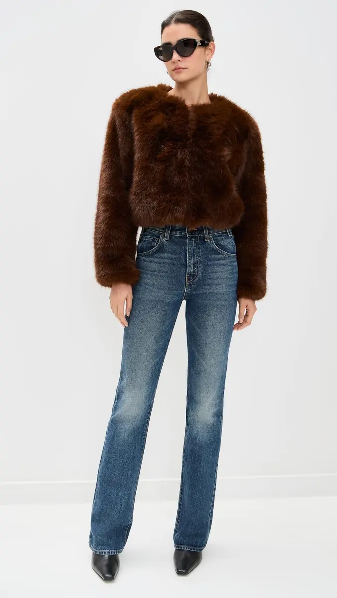 [BLANKNYC] Women's Gala Affair Faux Fur Jacket, Brown, S | Faux Fur Coat for Women, Fall Style - view 3