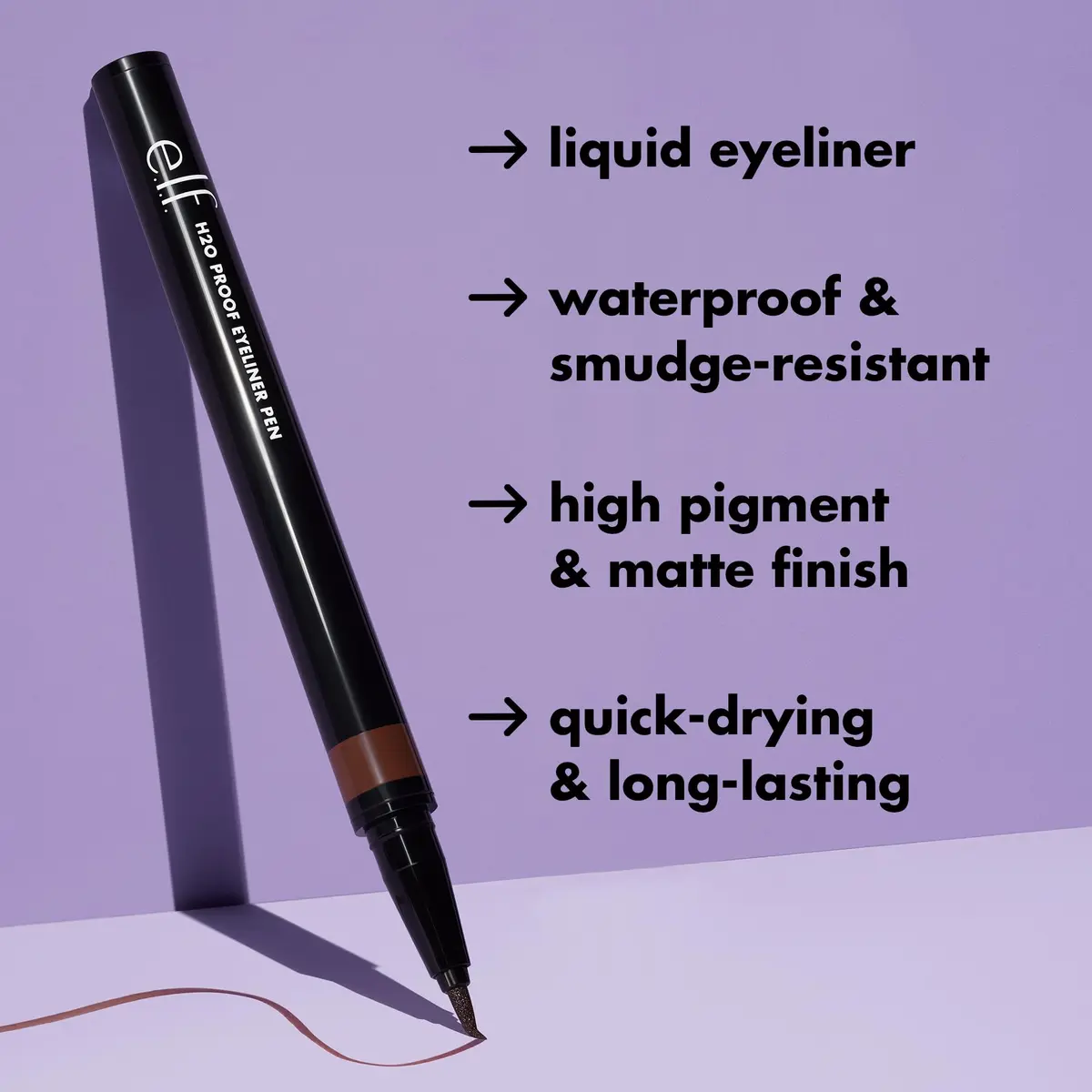e.l.f. H2O Proof Eyeliner Pen Deep Brown | Waterproof & Long-Lasting Felt Tip - view 2