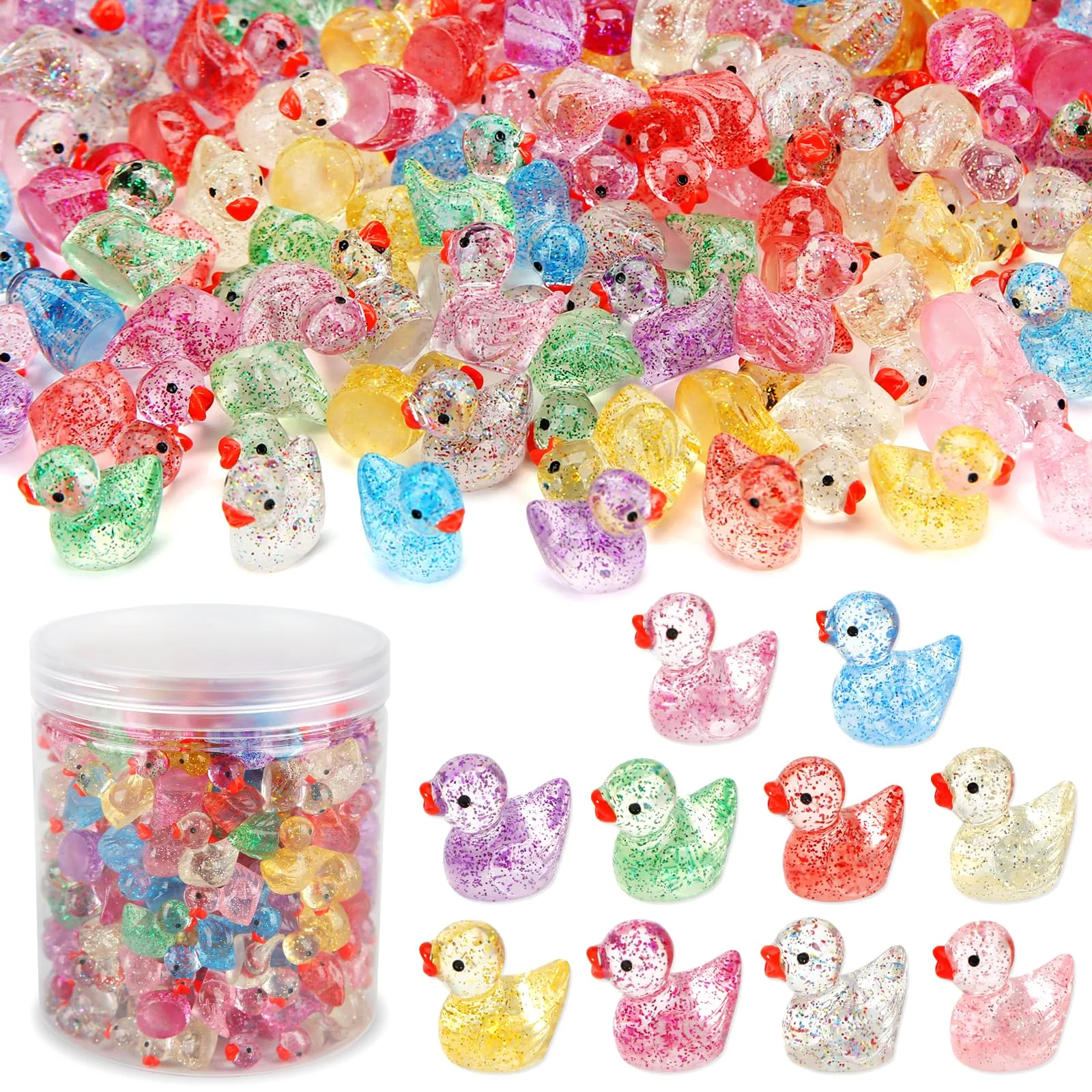 GWAHSA Glitter Mini Resin Ducks (240 Pcs, 1.5cm) | Authentic USA Import for Dollhouse & Fairy Gardens - main product image