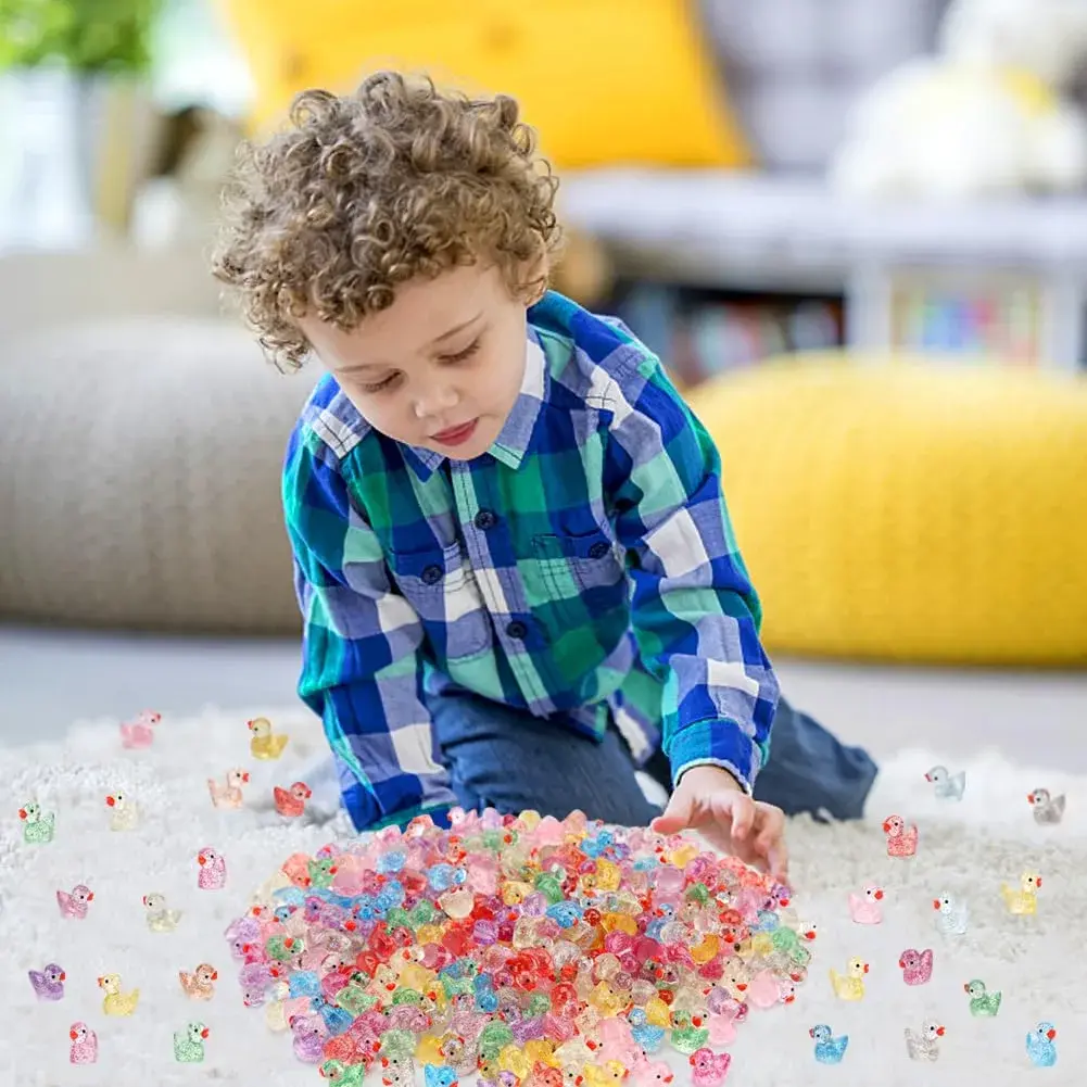 GWAHSA Glitter Mini Resin Ducks 240 Pcs (0.6 inch / 1.5 cm) | Tiny Small Plastic Ducks Figures for Dollhouse Decor - view 4