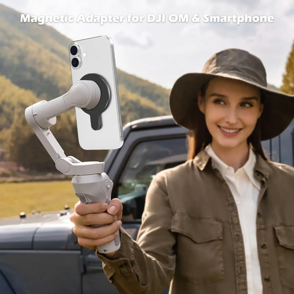 ALAFLY Magnetic Phone Mount for DJI Gimbals | Compatible with MagSafe iPhone 12-17, Quick Release, All Metal Clamp, Black - view 2