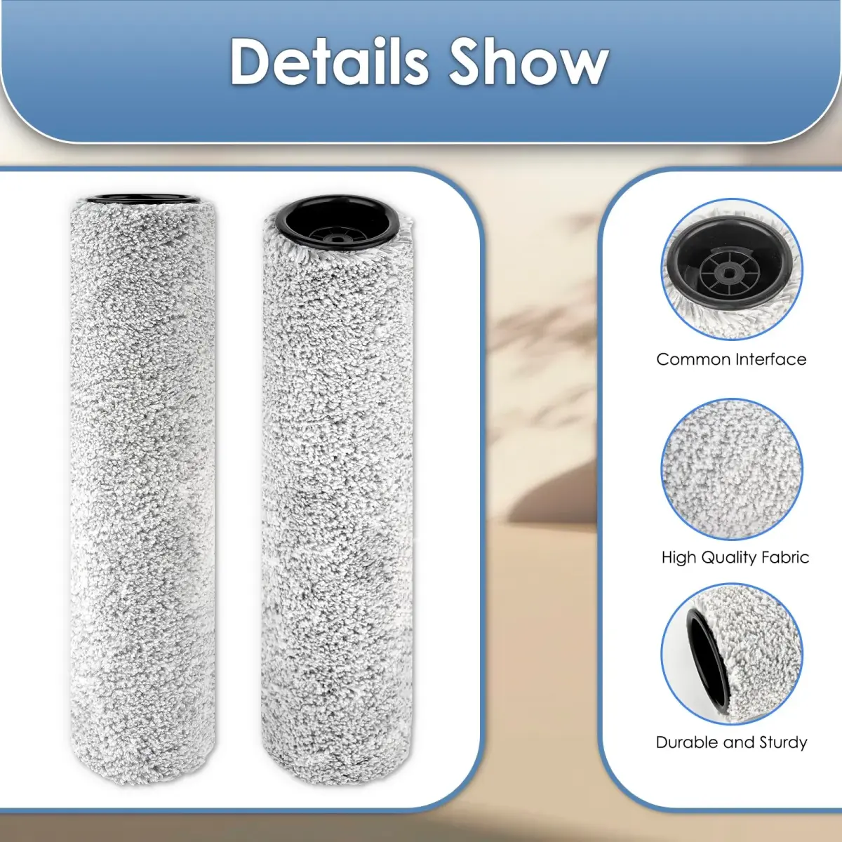 MIBUMIKI Version 2 Detachable Brush Rollers (2 Pack) for Tineco Floor One S7 Pro, S6, Stretch S6 - 6cm (2.3in) x 4cm (1.3in) x 3cm (1in) - view 5
