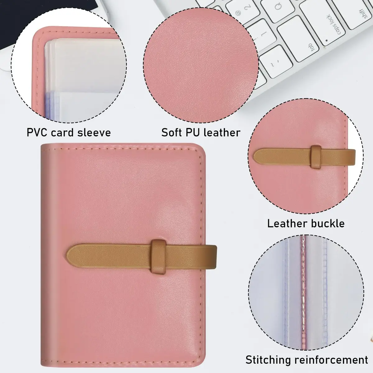FORYEE PU Leather Credit Card Holder with 40 Slots | Minimalist Pink Card Case Organizer - view 4
