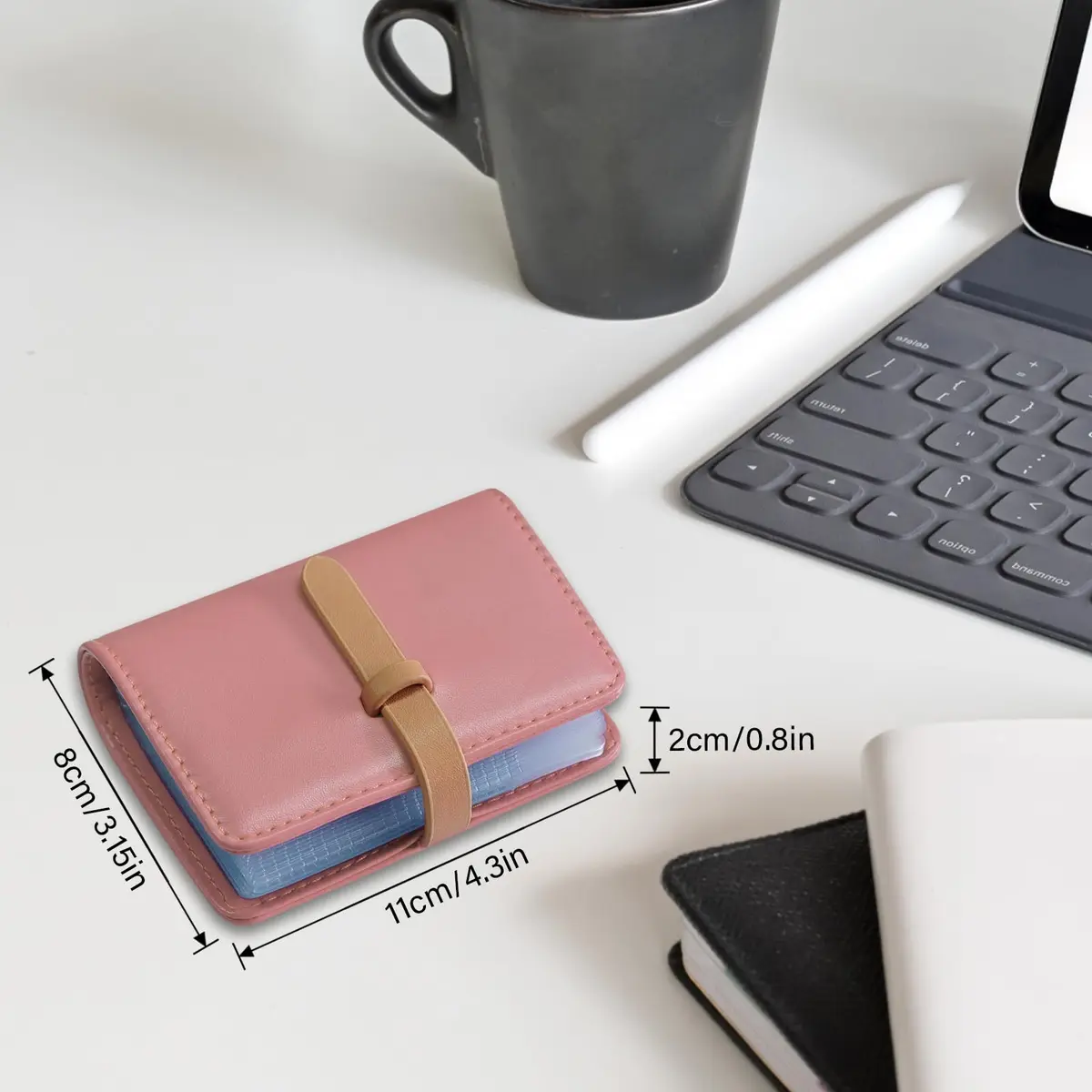 FORYEE PU Leather Credit Card Holder with 40 Slots | Minimalist Pink Card Case Organizer - view 5