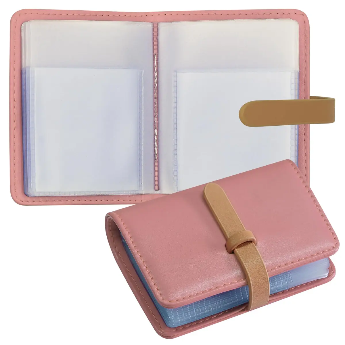 FORYEE PU Leather Credit Card Holder with 40 Slots | Minimalist Pink Card Case Organizer - main product image