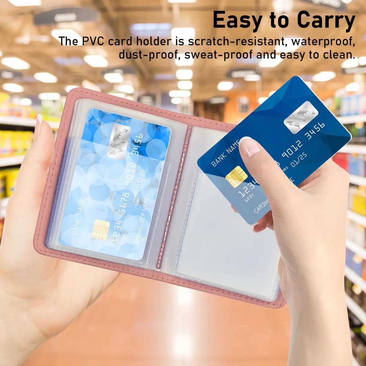 FORYEE PU Leather Credit Card Holder with 40 Slots | Minimalist Pink Card Case Organizer - view 7