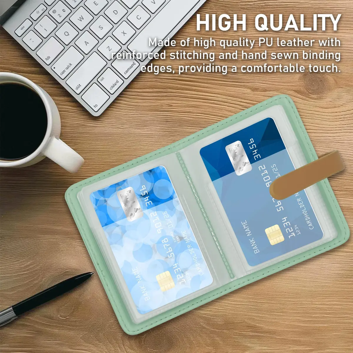 FORYEE 40-Slot PU Leather Card Holder Wallet | Slim Minimalist Design for Business & Travel - view 2
