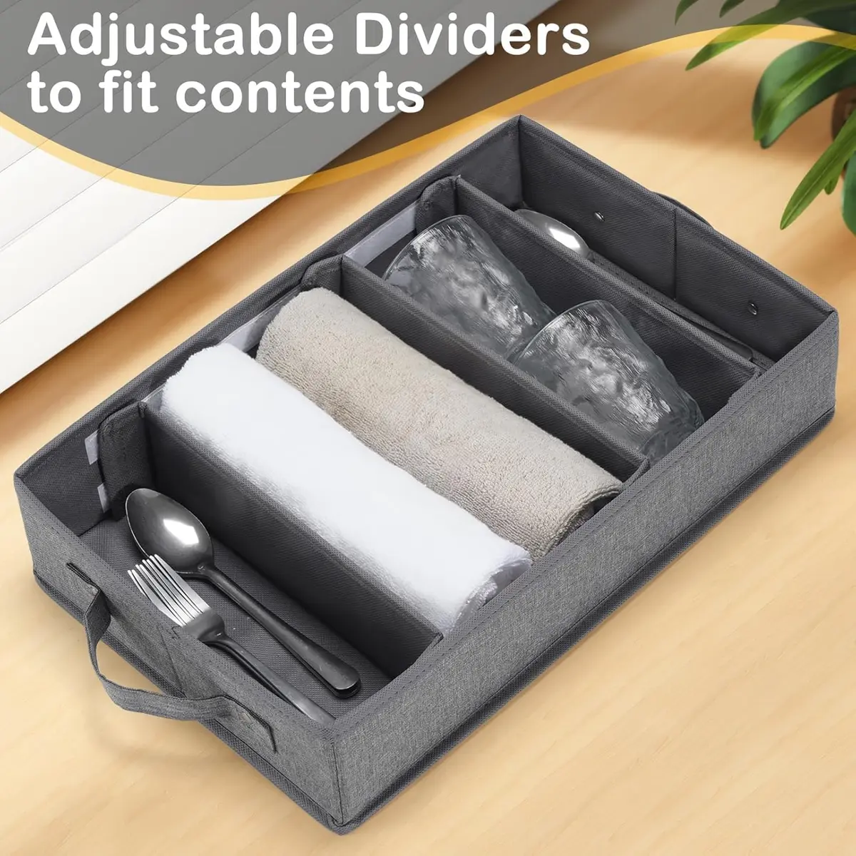 Lafulling Silverware Storage Box 2 Pack | Adjustable Dividers & Dustproof Design (43cm x 26cm x 10cm) - view 7