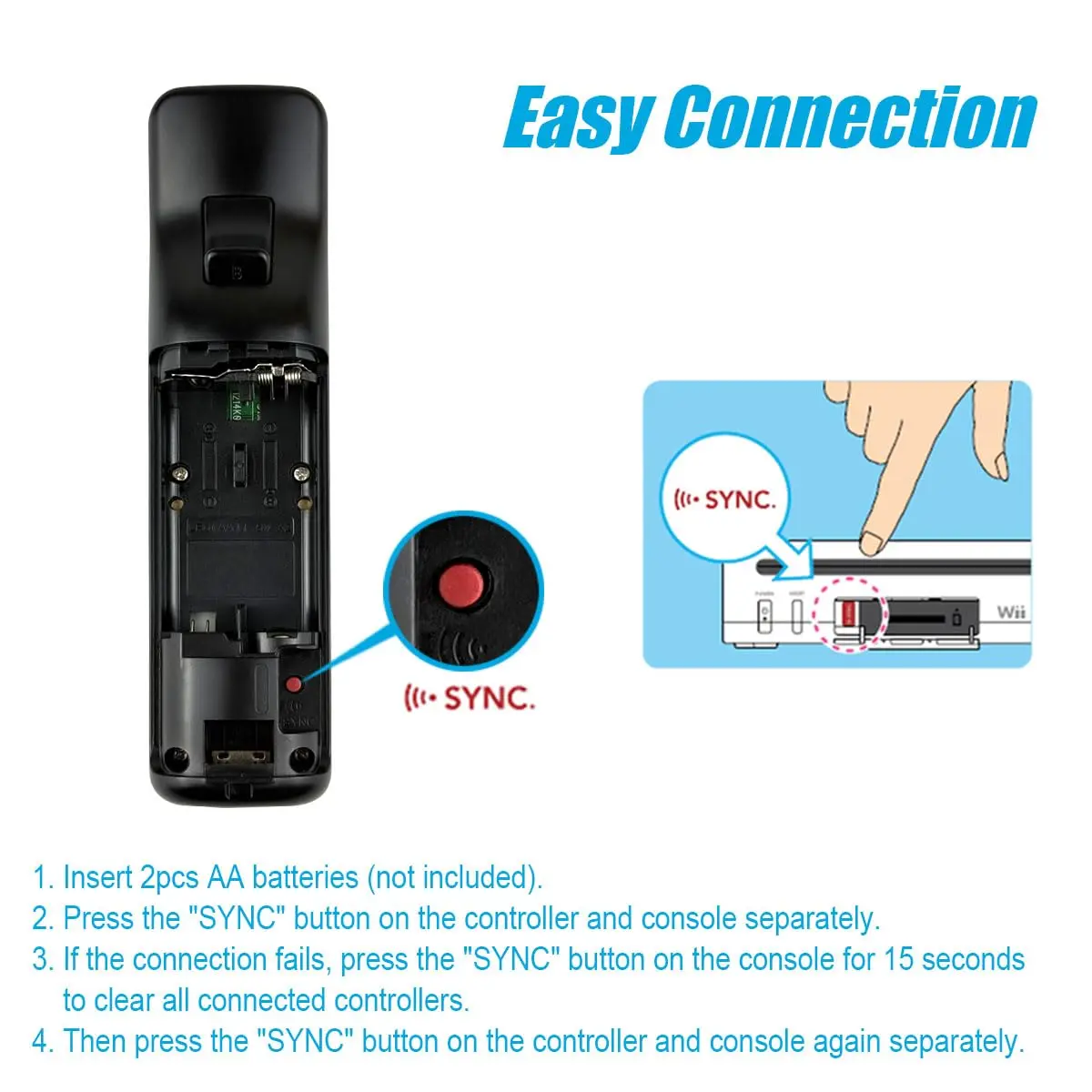 TIANHOO Remote Controller for Wii & Wii U | Precise Motion-Sensing, Wireless, 2 Pack with Silicone Case & Wrist Strap - view 5
