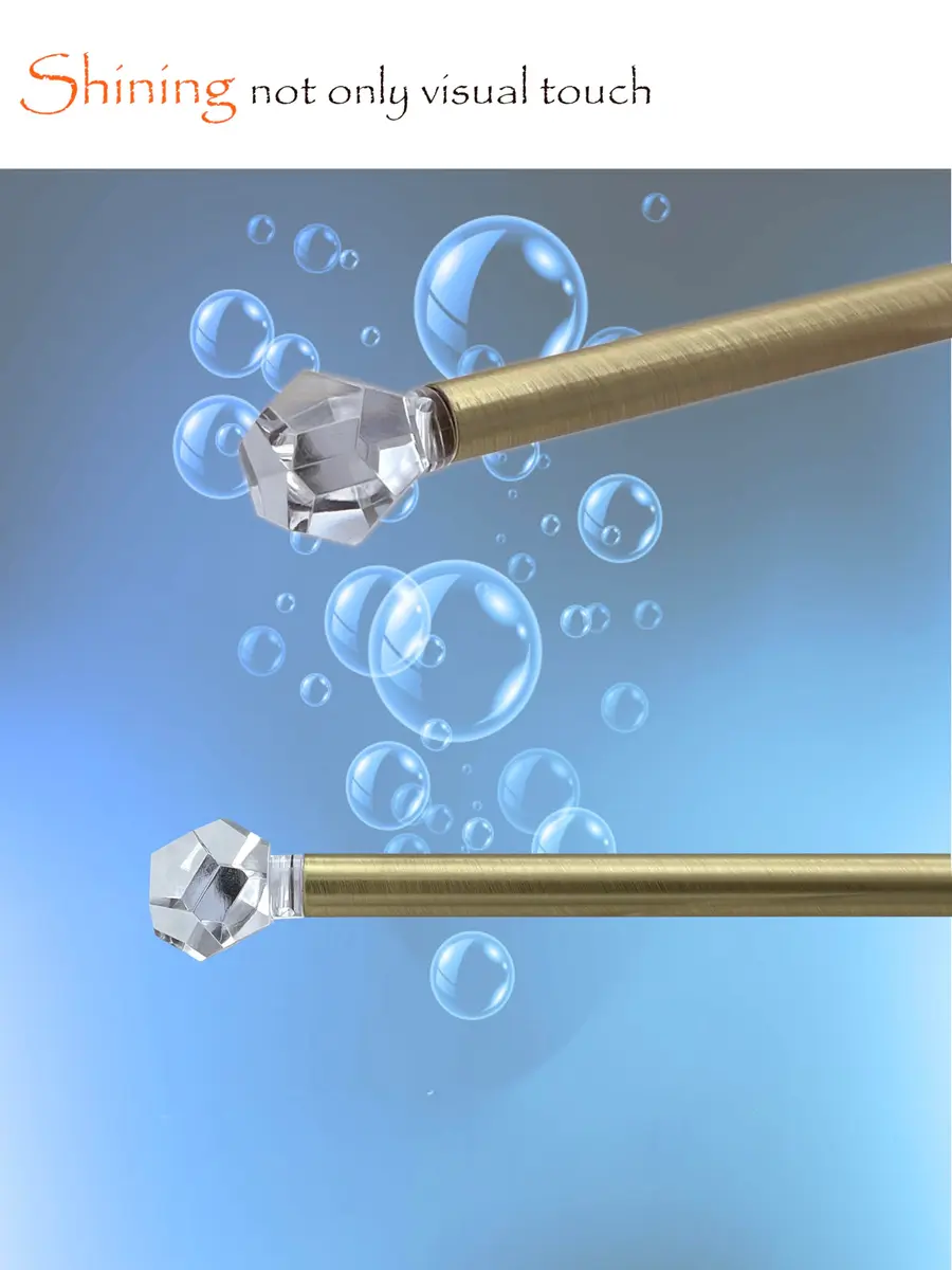 ARNORX 3/8" Sash Curtain Rods with Clear Crystal Ball Finials, 16-28 Inch Adjustable | Elegant Brass Brushed Finish for French Doors & Windows - view 4