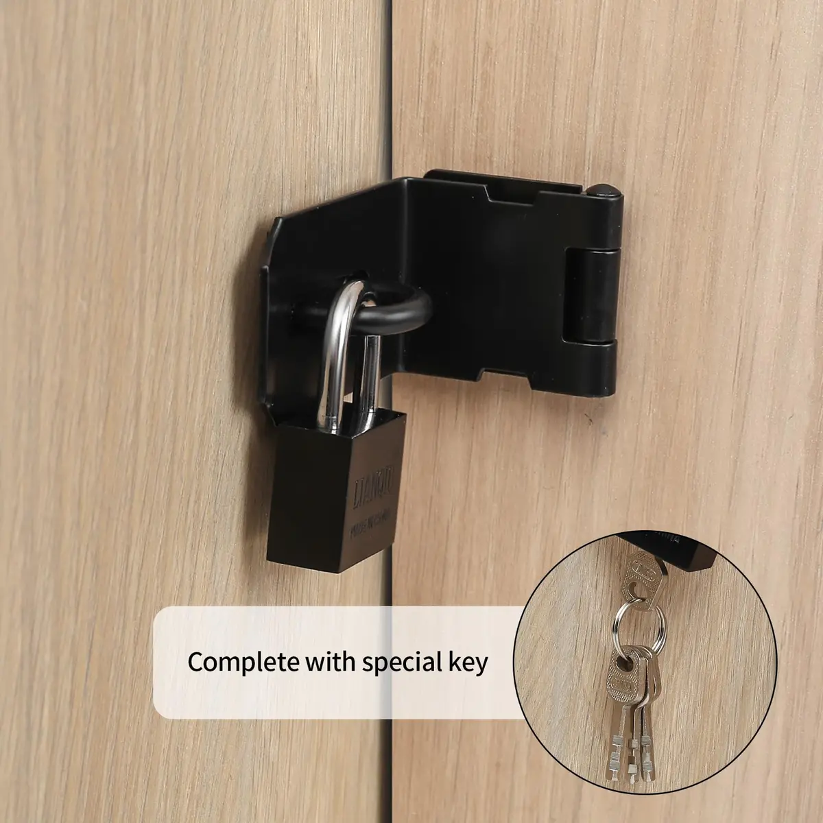 qiwuhai 4 Inch 90° Stainless Steel Padlock Hasp Latch Set with Padlock & Keys | Heavy Duty Security for Doors & Gates - view 5