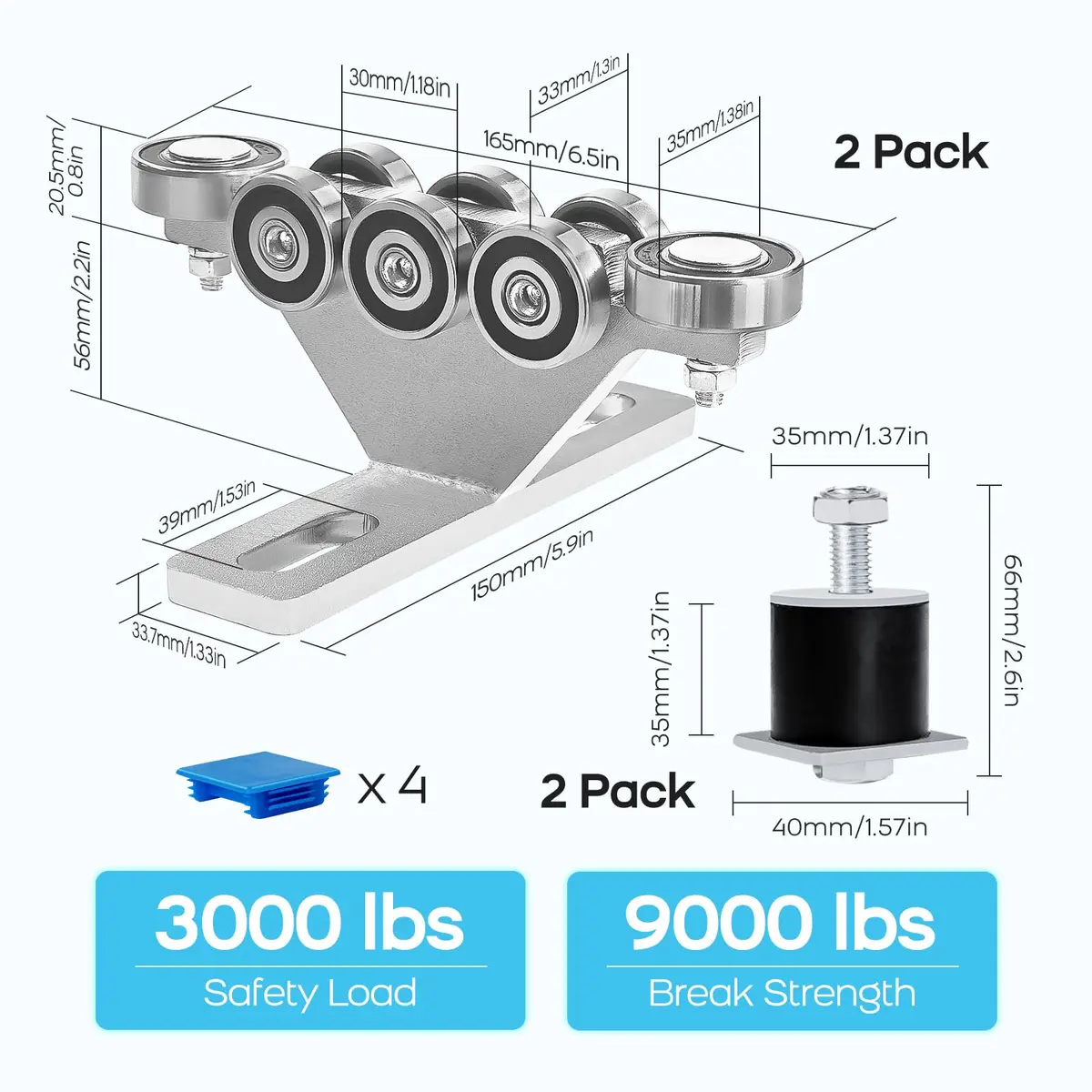 LookFox Material Handling Beam Trolley 6+2 Wheel Anti-Lock & Anti-Fall | Heavy Load Capacity - view 5