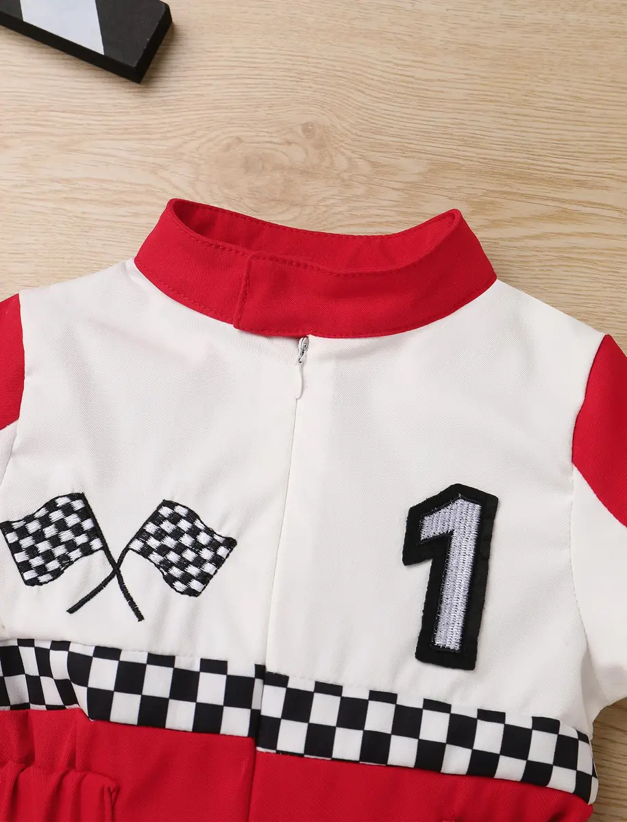 IWEMEK Baby Boy Race Car Driver Outfit 1st Birthday Party Fast One Birthday Outfit 100% Polyester (Red-1Y) - view 4