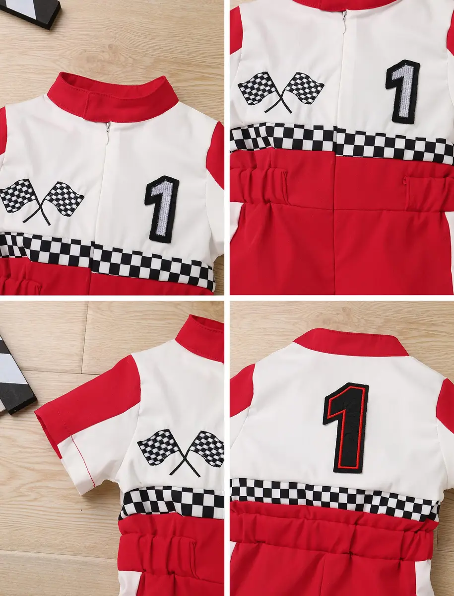 IWEMEK Baby Boy Race Car Driver Outfit 1st Birthday Party Fast One Birthday Outfit 100% Polyester (Red-1Y) - view 6