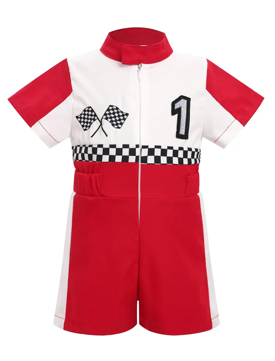 IWEMEK Baby Boy Race Car Driver Outfit 1st Birthday Party Fast One Birthday Outfit 100% Polyester (Red-1Y) - main product image