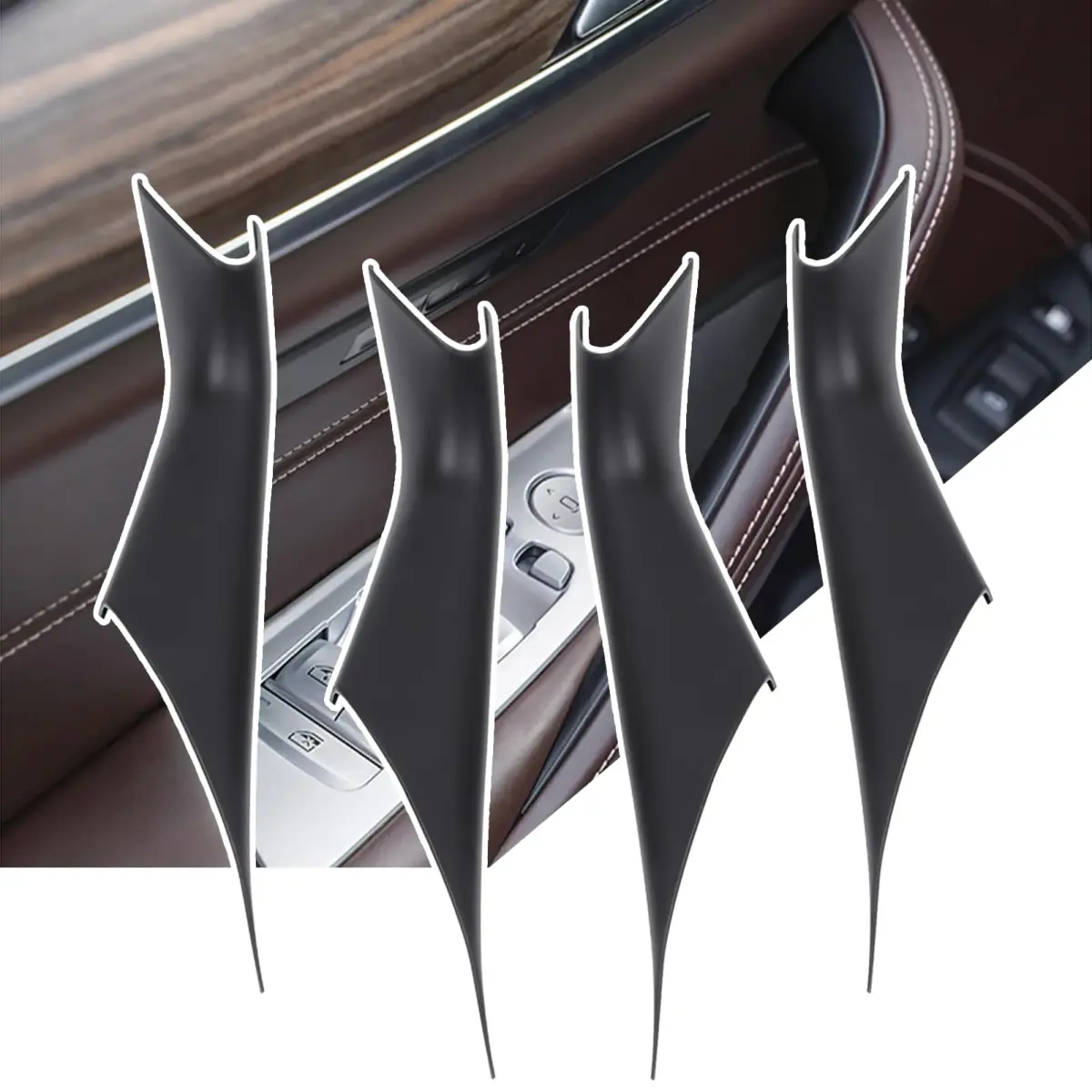 Jaronx Black ABS+PC Interior Door Handle Covers 4 Pieces for BMW 5 Series G30 G31 F90 M5 2017-2022 - main product image
