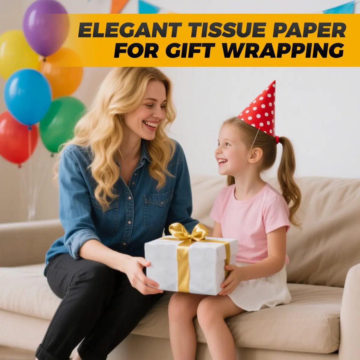 Simetufy White Tissue Paper Bulk 50cm x 75cm (20"x 30") | 1000 Sheets for Gift Bags, Crafts, Packaging - view 6