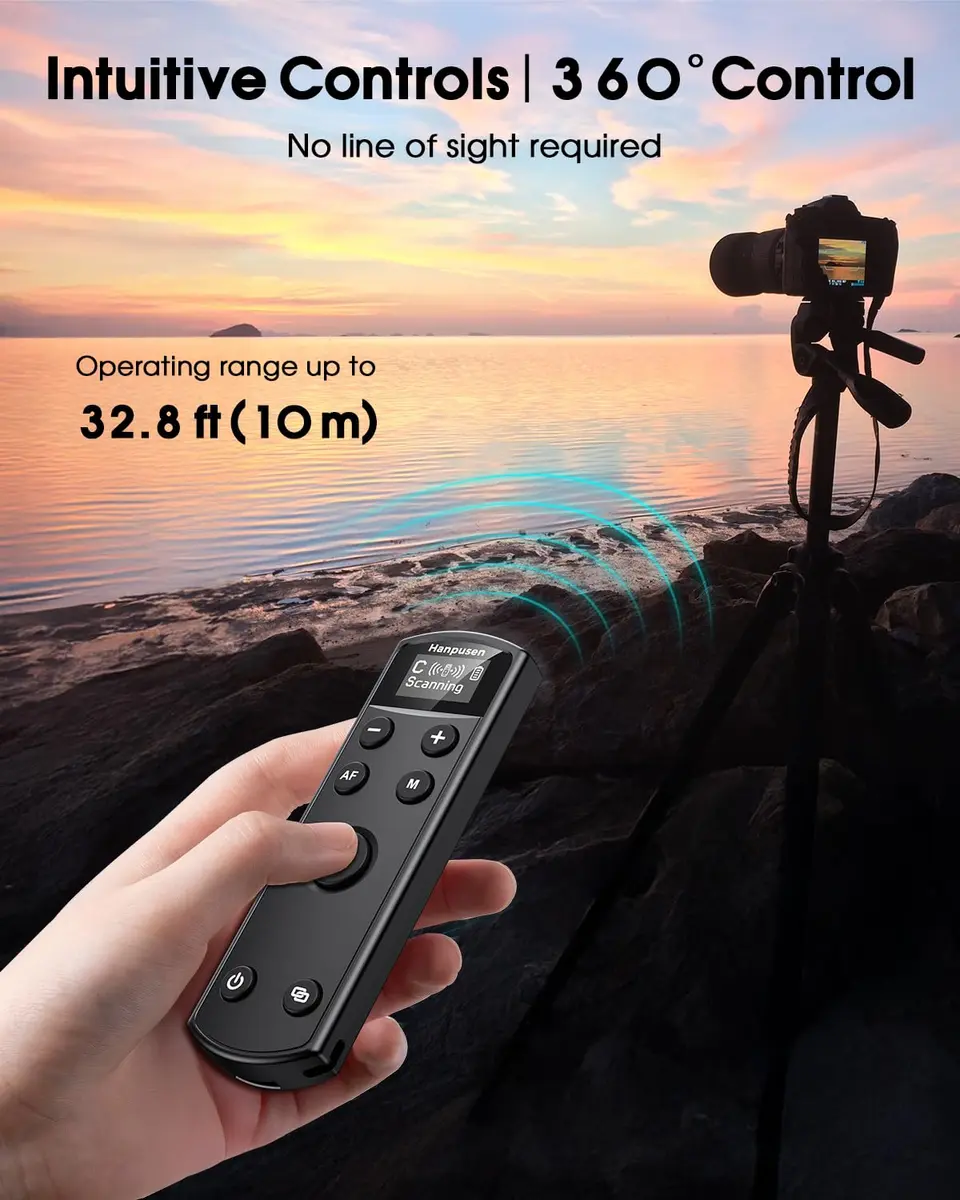 Hanpusen Rechargeable Wireless Shutter Release Remote for Canon Cameras with OLED Screen | 10m (32.8ft) Range - view 4