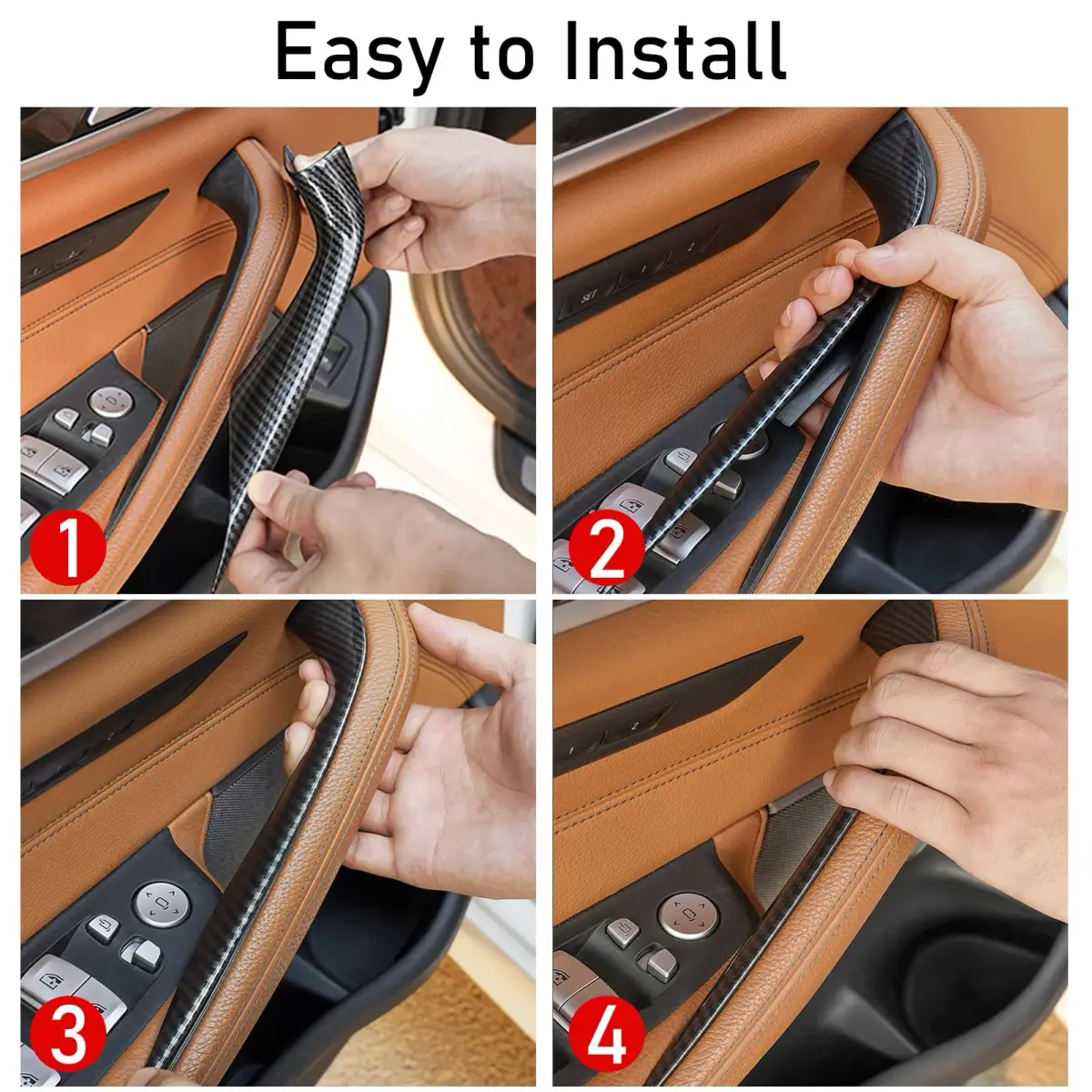Jaronx Carbon Fiber Pattern Door Handle Covers 4 Pieces | For BMW 5 Series G30 G31 F90 M5 2017-2022 - view 5