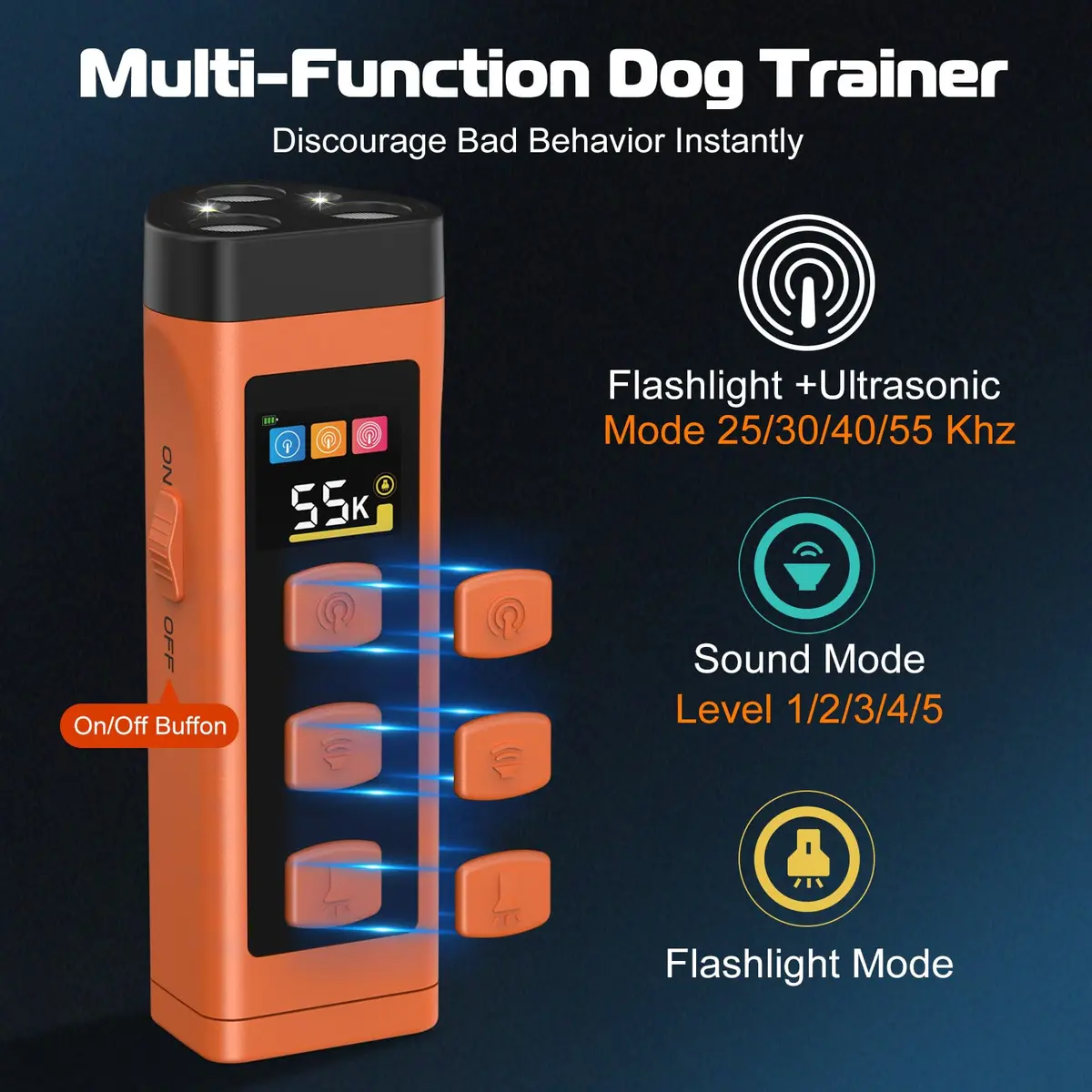 XIFRUS Dog Bark Deterrent Device 2 Pack | Ultrasonic Anti-Barking Trainer with 4 Frequencies - view 2